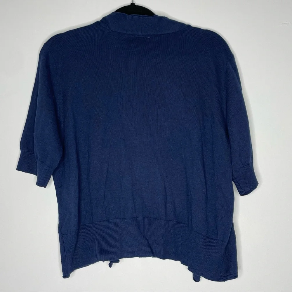 Laura Scott dark blue short sleeve open front cardigan sweater Size XL - Picture 3 of 11